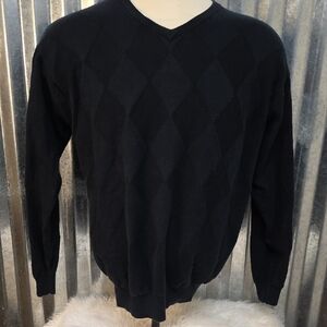 Northern Isles Black Argyle V-Neck Sweater for Men